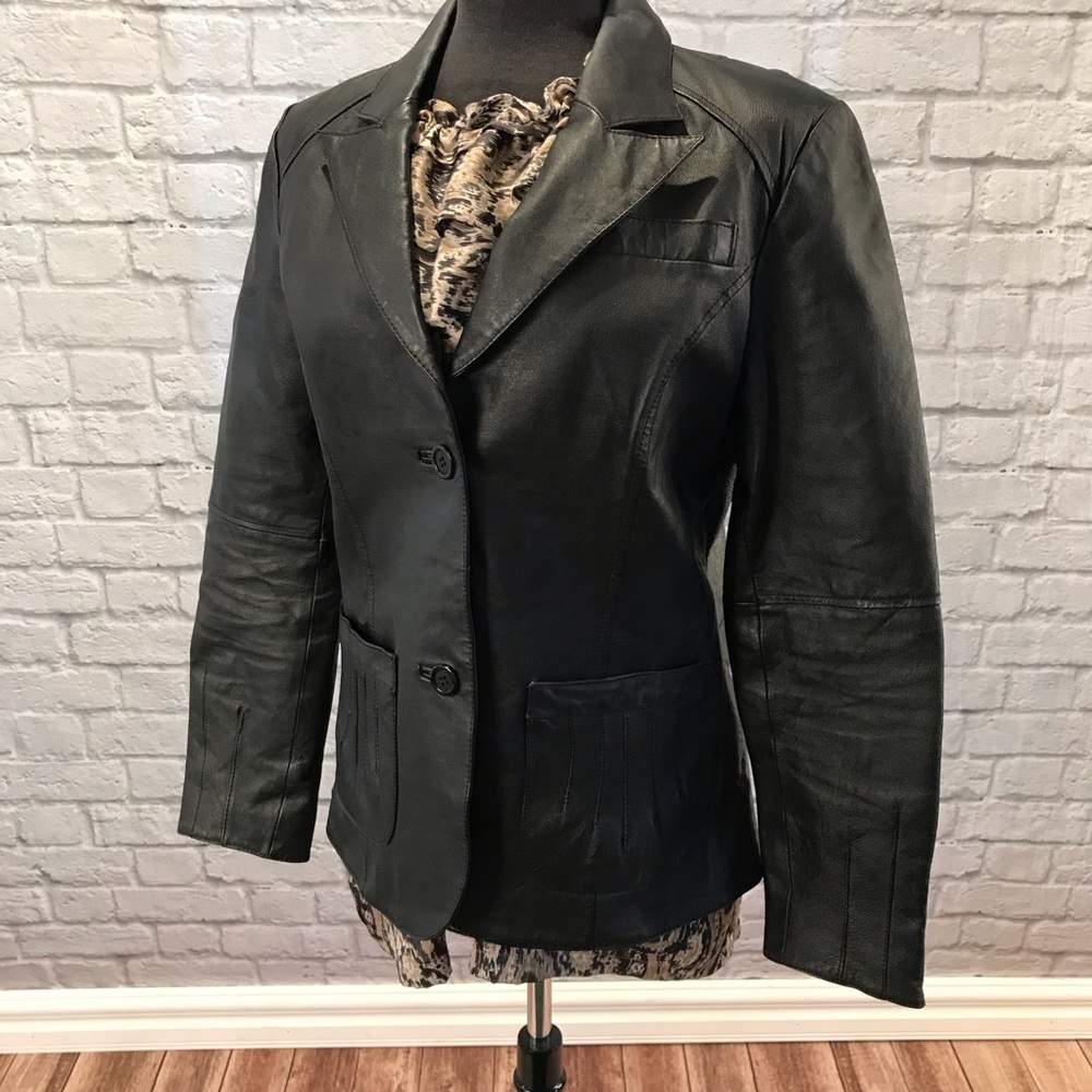 Metrostyle Black Leather Jacket. Size 10.